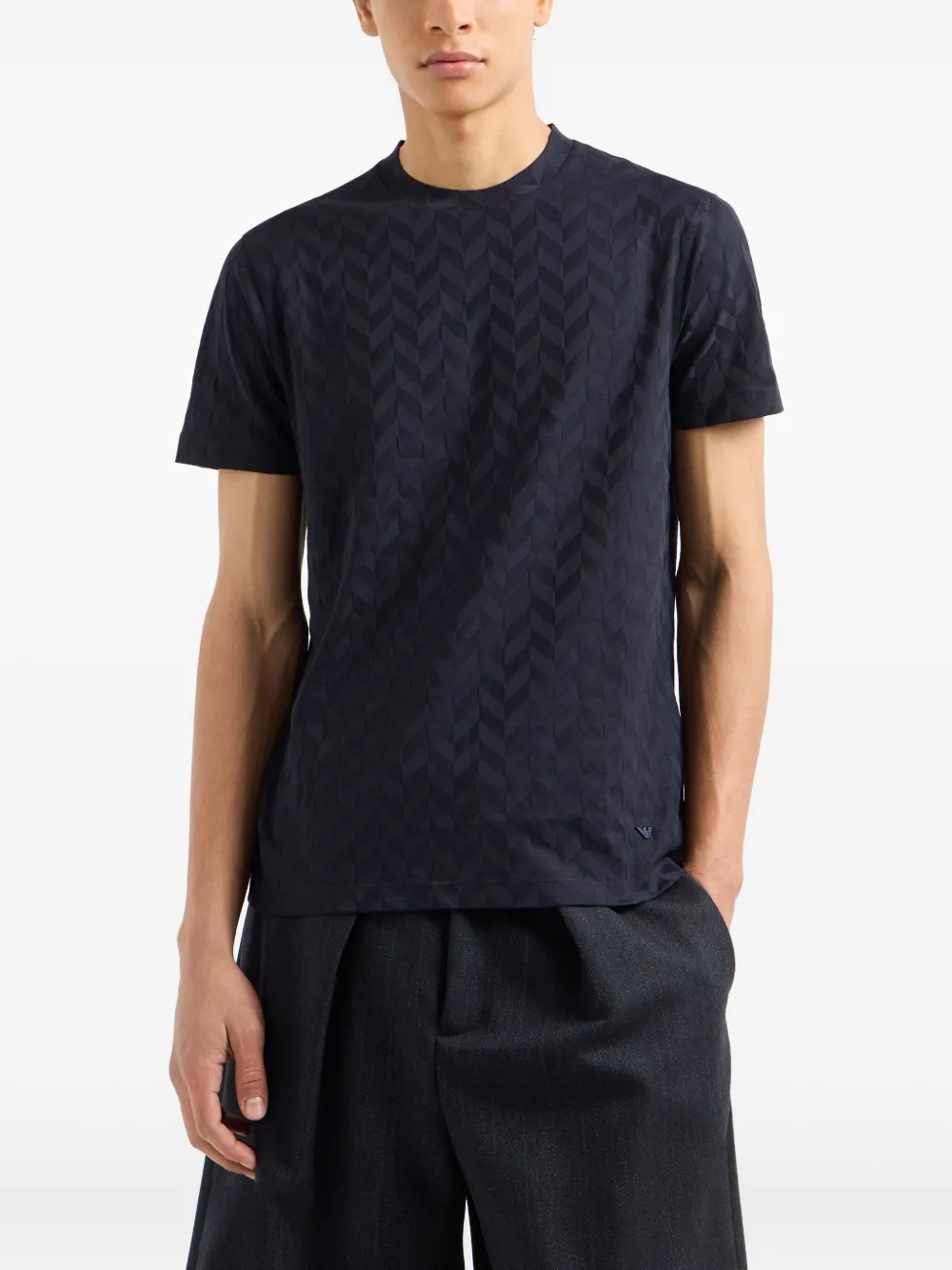 Emporio Armani T-shirt met visgraatpatroon Zwart