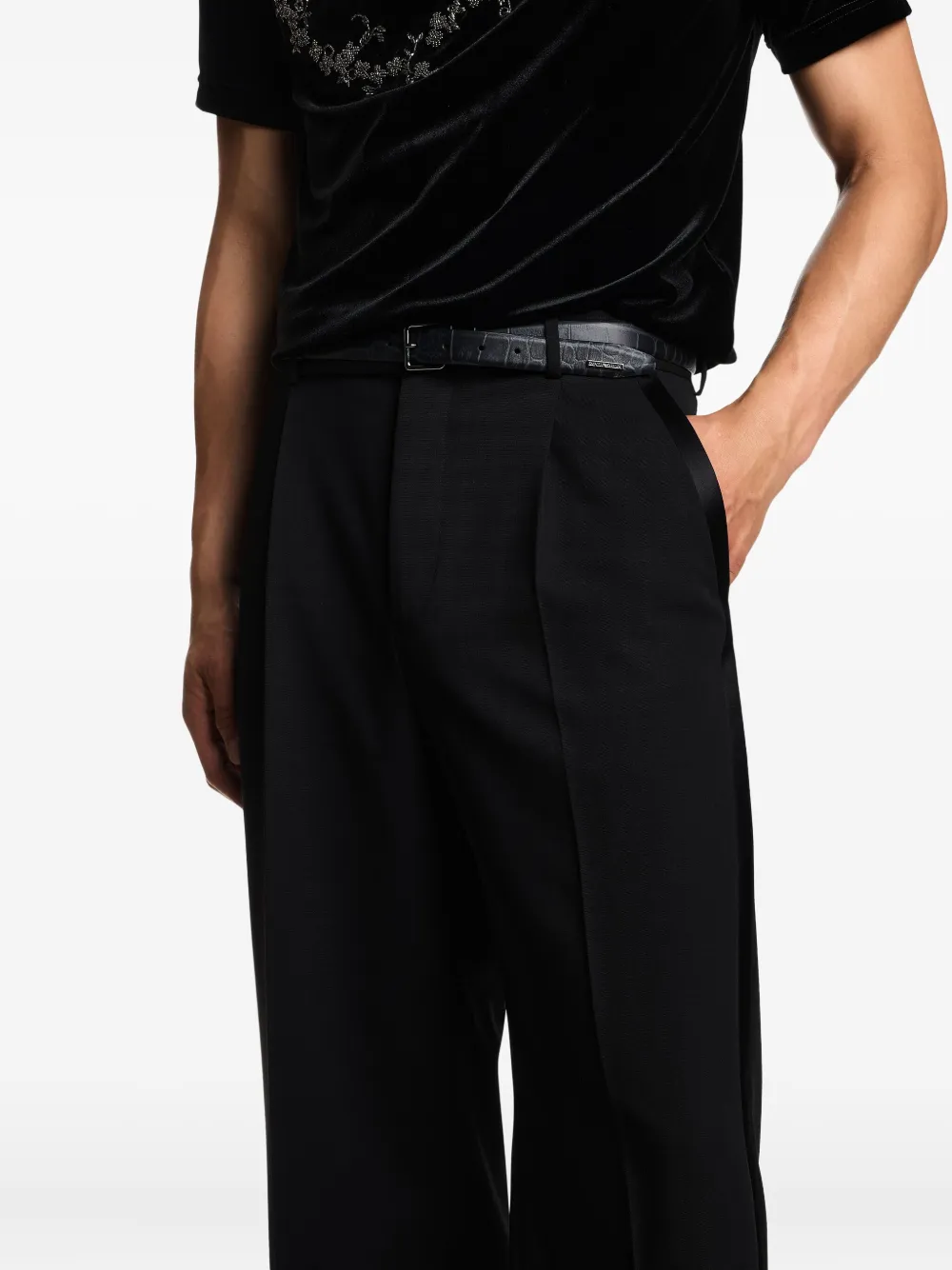 Emporio Armani Plooibroek met zijstreep Zwart