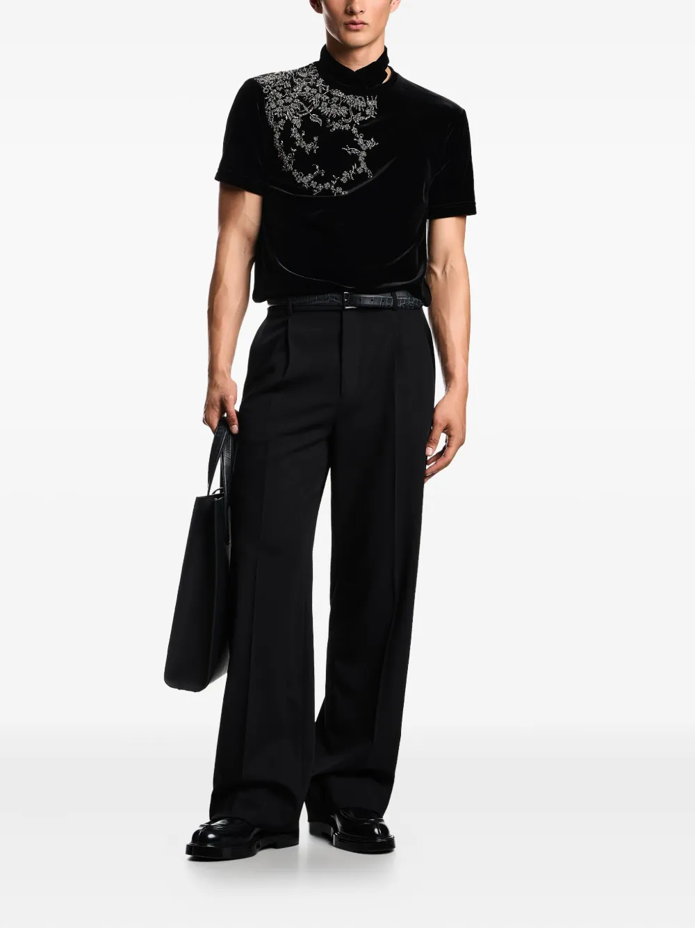 Emporio Armani Plooibroek met zijstreep Zwart