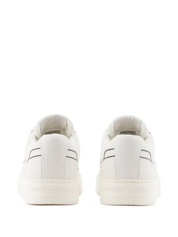 Emporio Armani logo-detail Leather Sneakers | White | FARFETCH