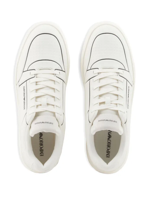Emporio Armani logo-detail Leather Sneakers | White | FARFETCH