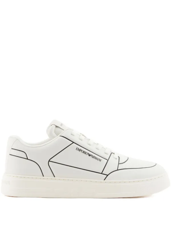 Emporio Armani logo-detail Leather Sneakers | White | FARFETCH