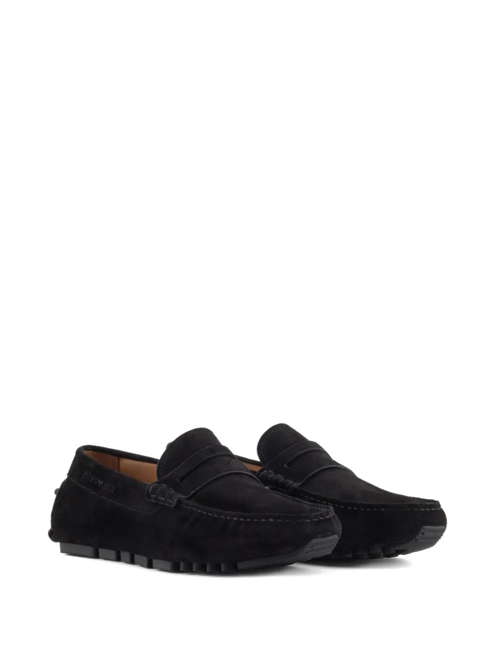 Emporio Armani Leren loafers - Zwart