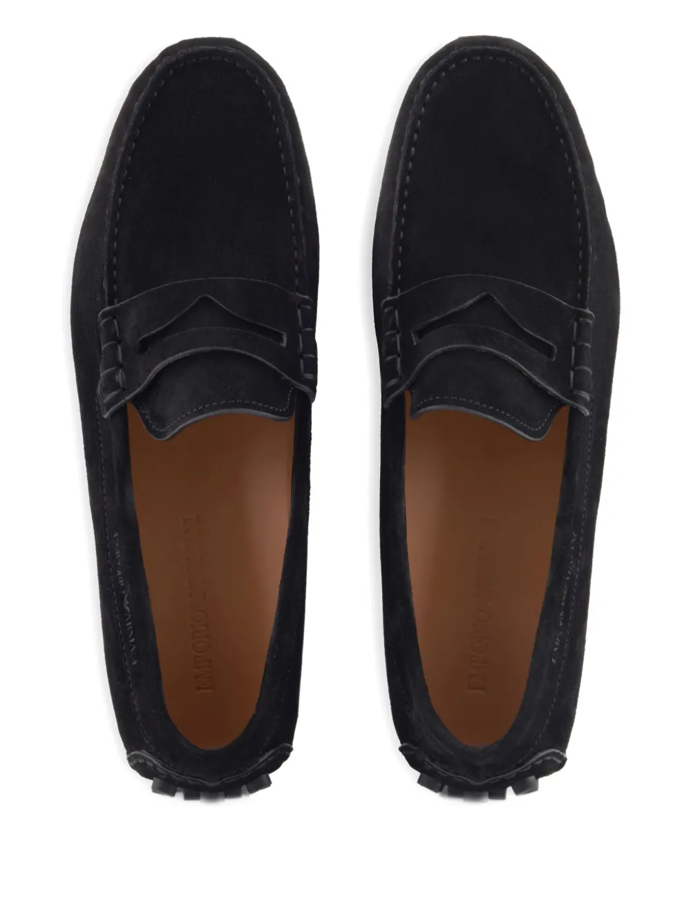 Emporio Armani Leren loafers Zwart