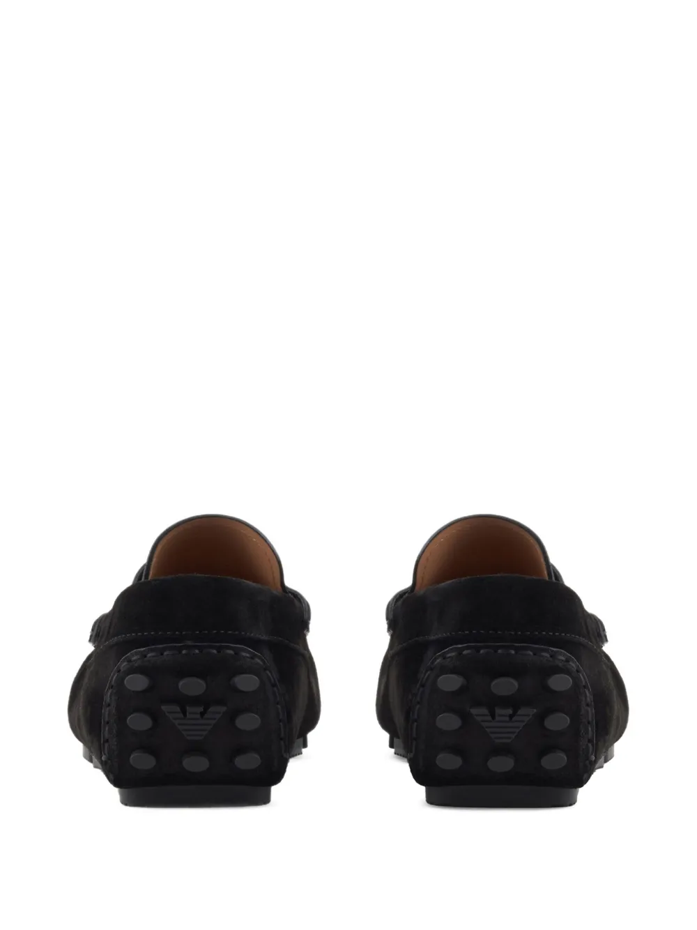 Emporio Armani Leren loafers Zwart