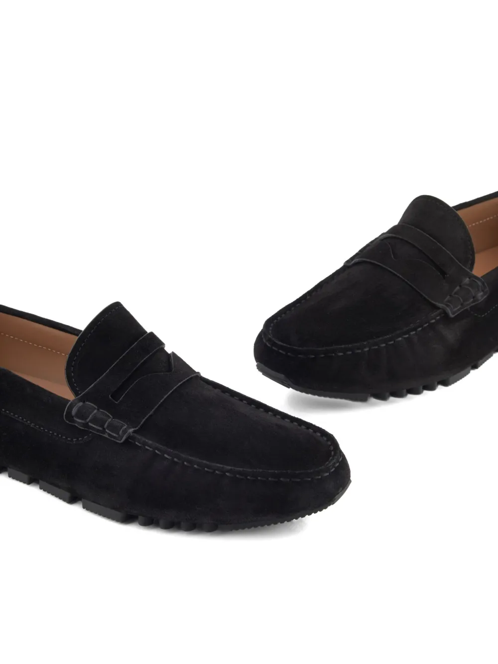 Emporio Armani Leren loafers Zwart