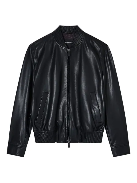 Emporio Armani ribbed-trim leather jacket