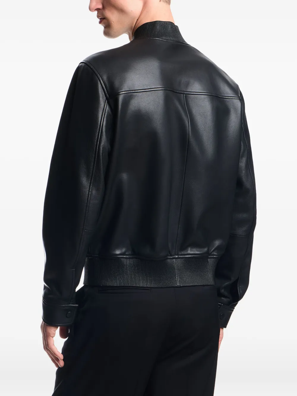Emporio Armani Bomberjack met geribbelde afwerking Zwart