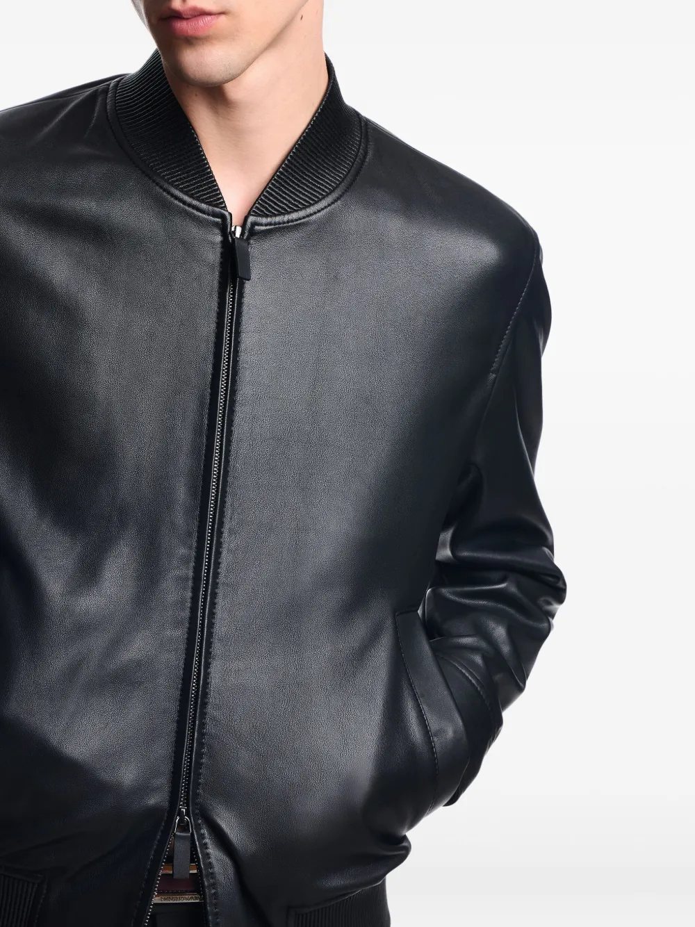 Emporio Armani Bomberjack met geribbelde afwerking Zwart