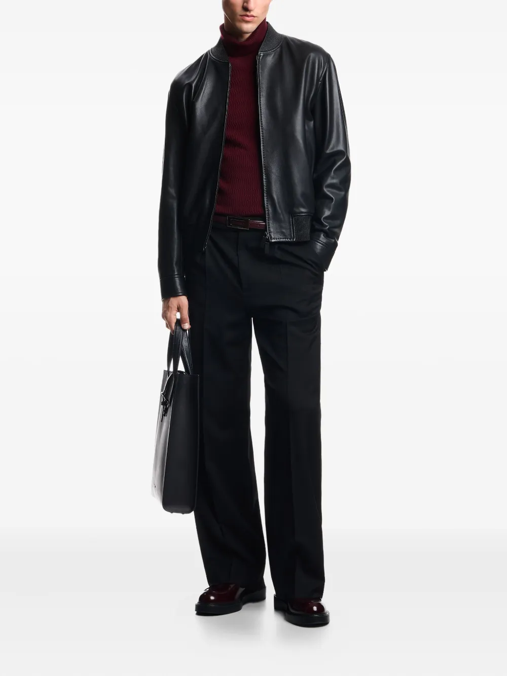 Emporio Armani Bomberjack met geribbelde afwerking Zwart