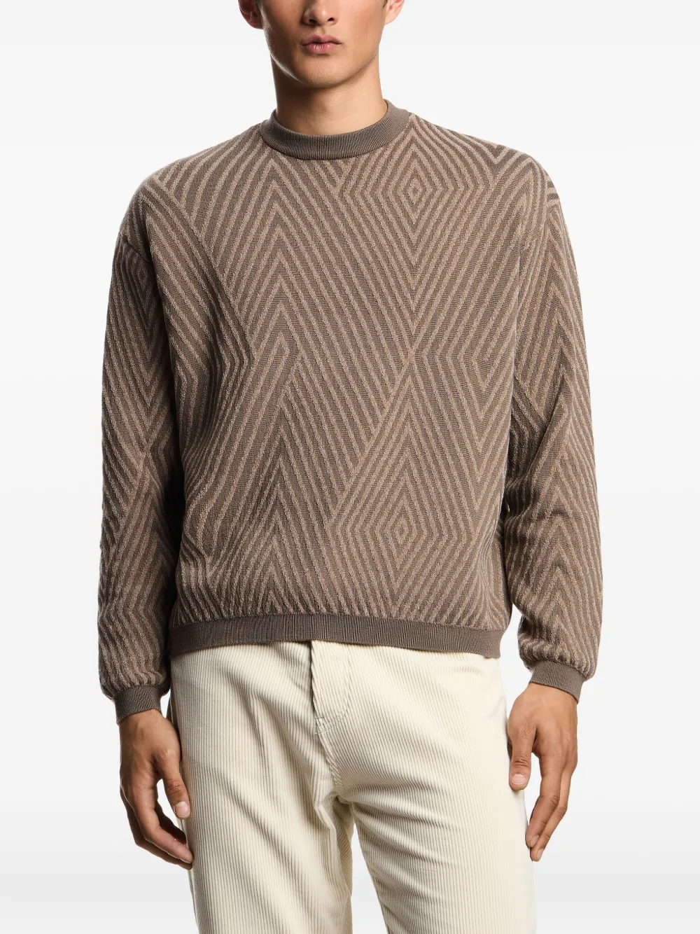 Emporio Armani geometric-pattern sweater | Brown | Image 1