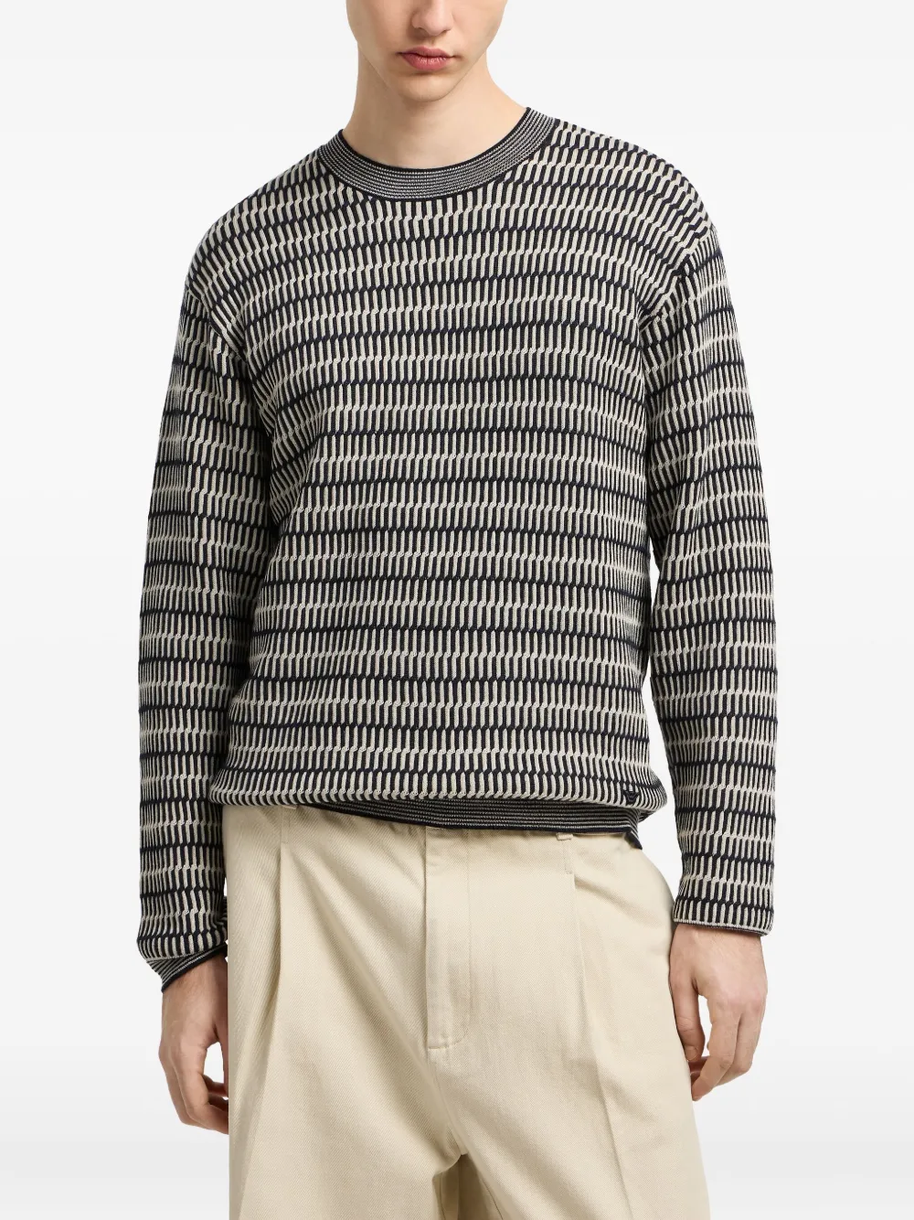 Emporio Armani Wollen trui met geometrisch patroon Zwart
