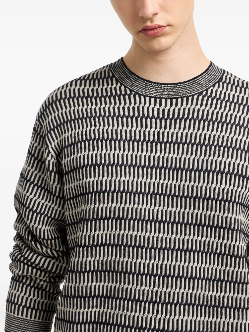 Emporio Armani Wollen trui met geometrisch patroon Zwart