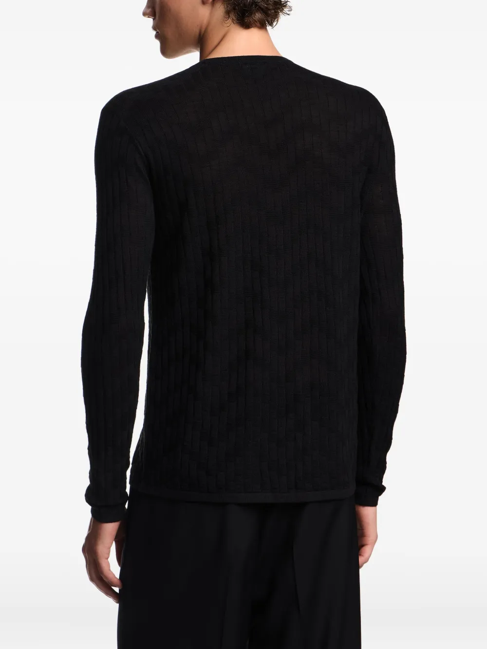 Emporio Armani Ribgebreide wollen trui Zwart