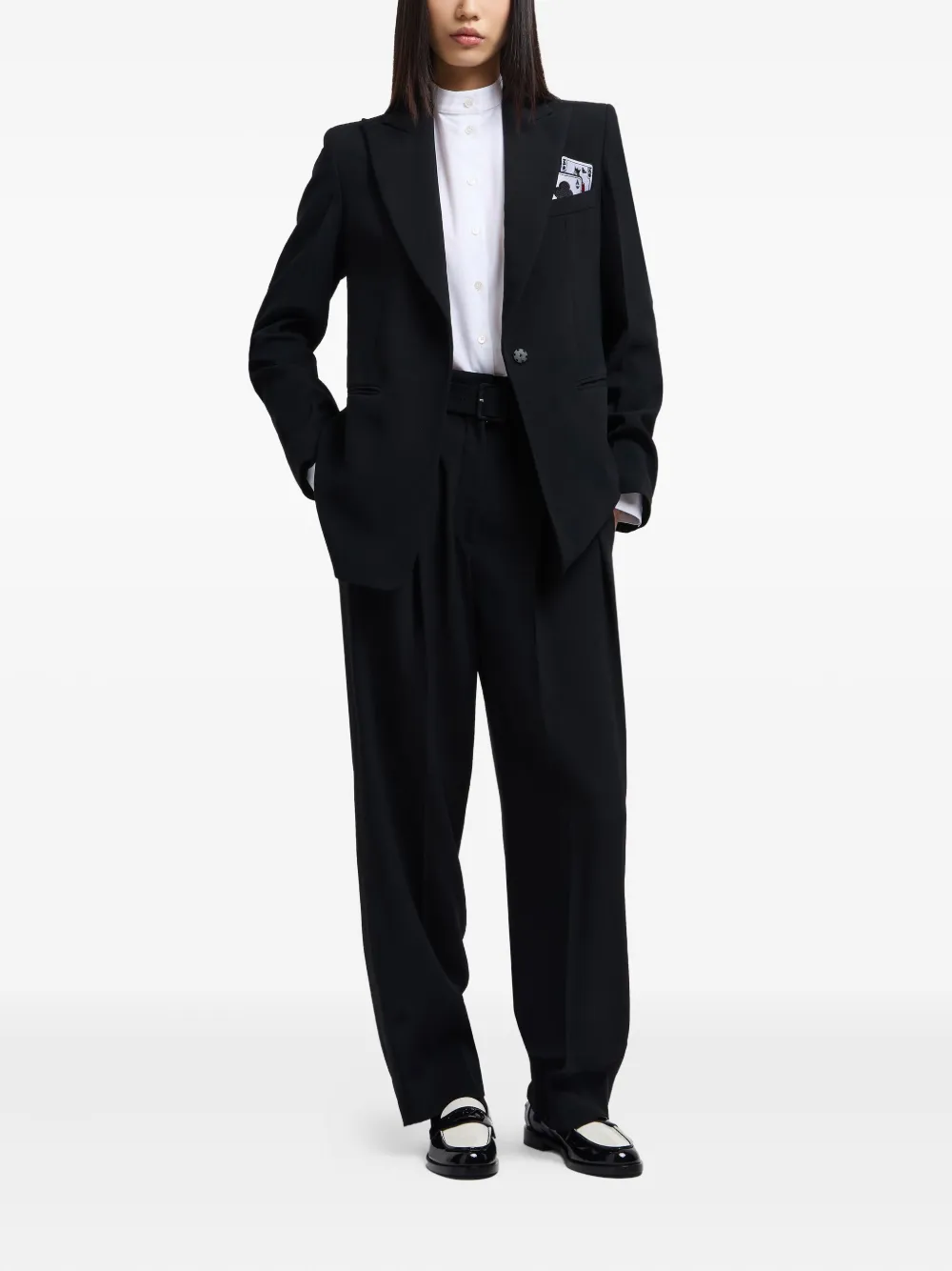 Emporio Armani Plooibroek met ceintuur Zwart