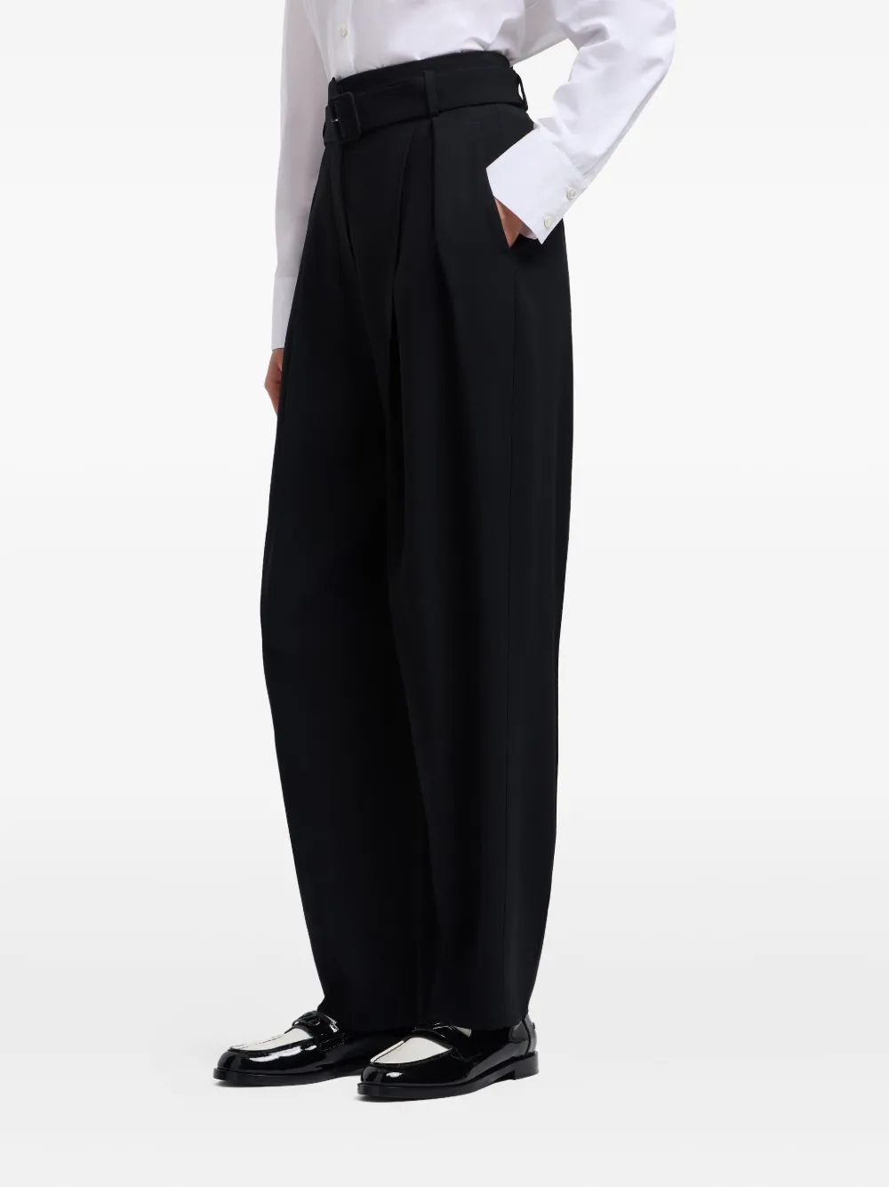 Emporio Armani Plooibroek met ceintuur Zwart