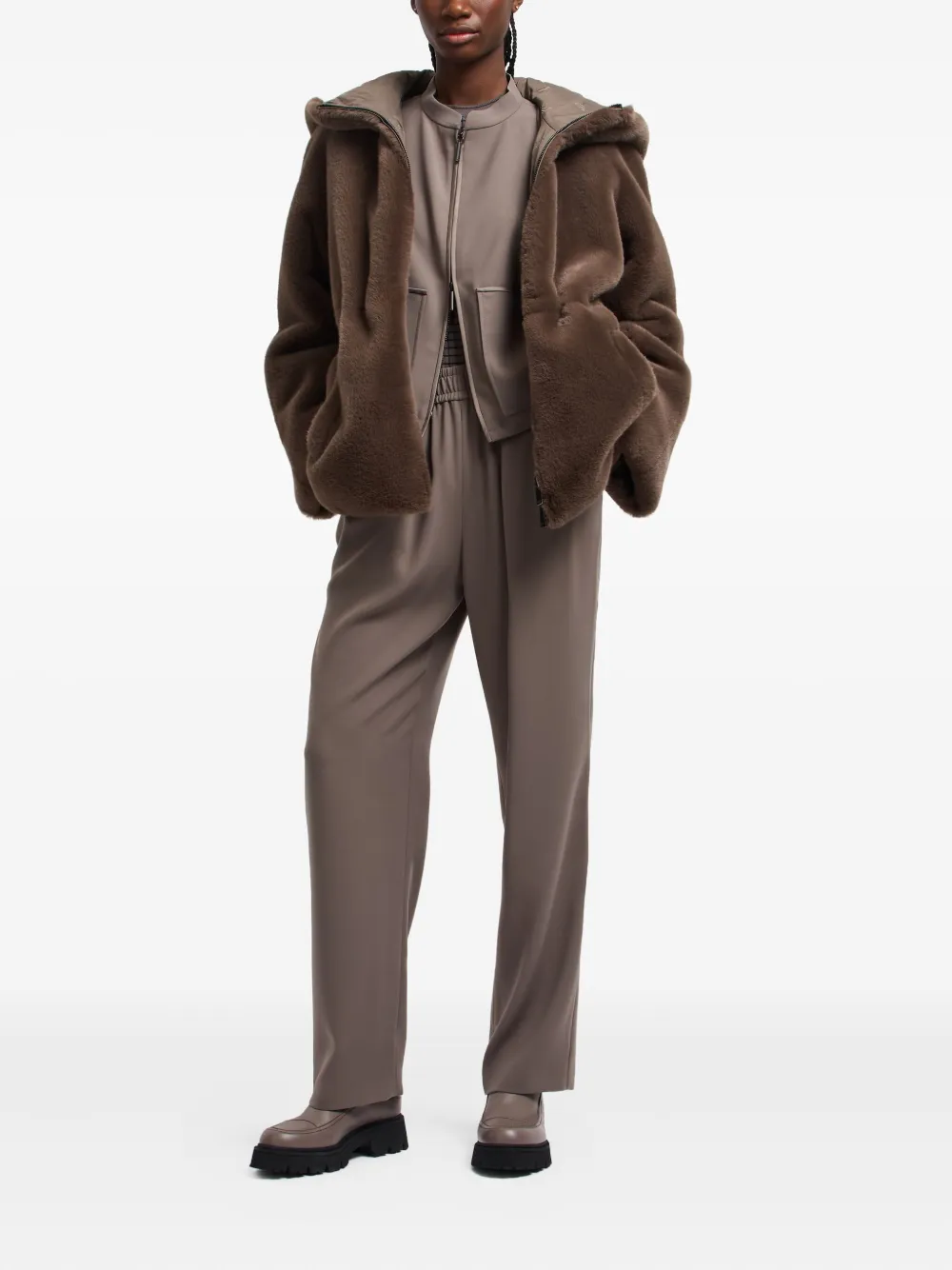 Emporio Armani Broek met elastische taille Beige
