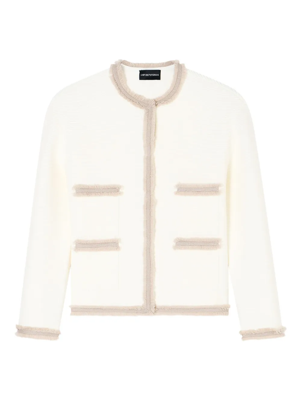 Emporio Armani Ottoman jack met franje afwerking Wit