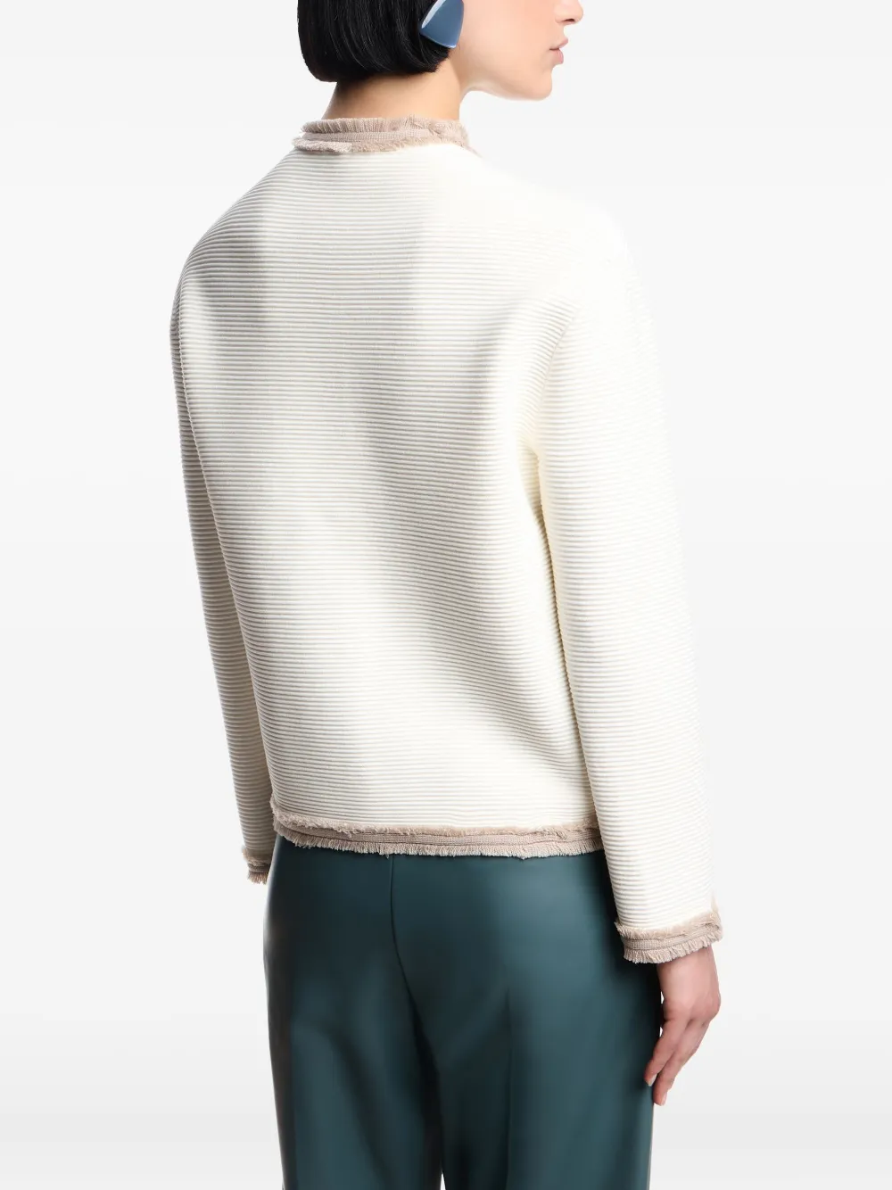 Emporio Armani Ottoman jack met franje afwerking Wit