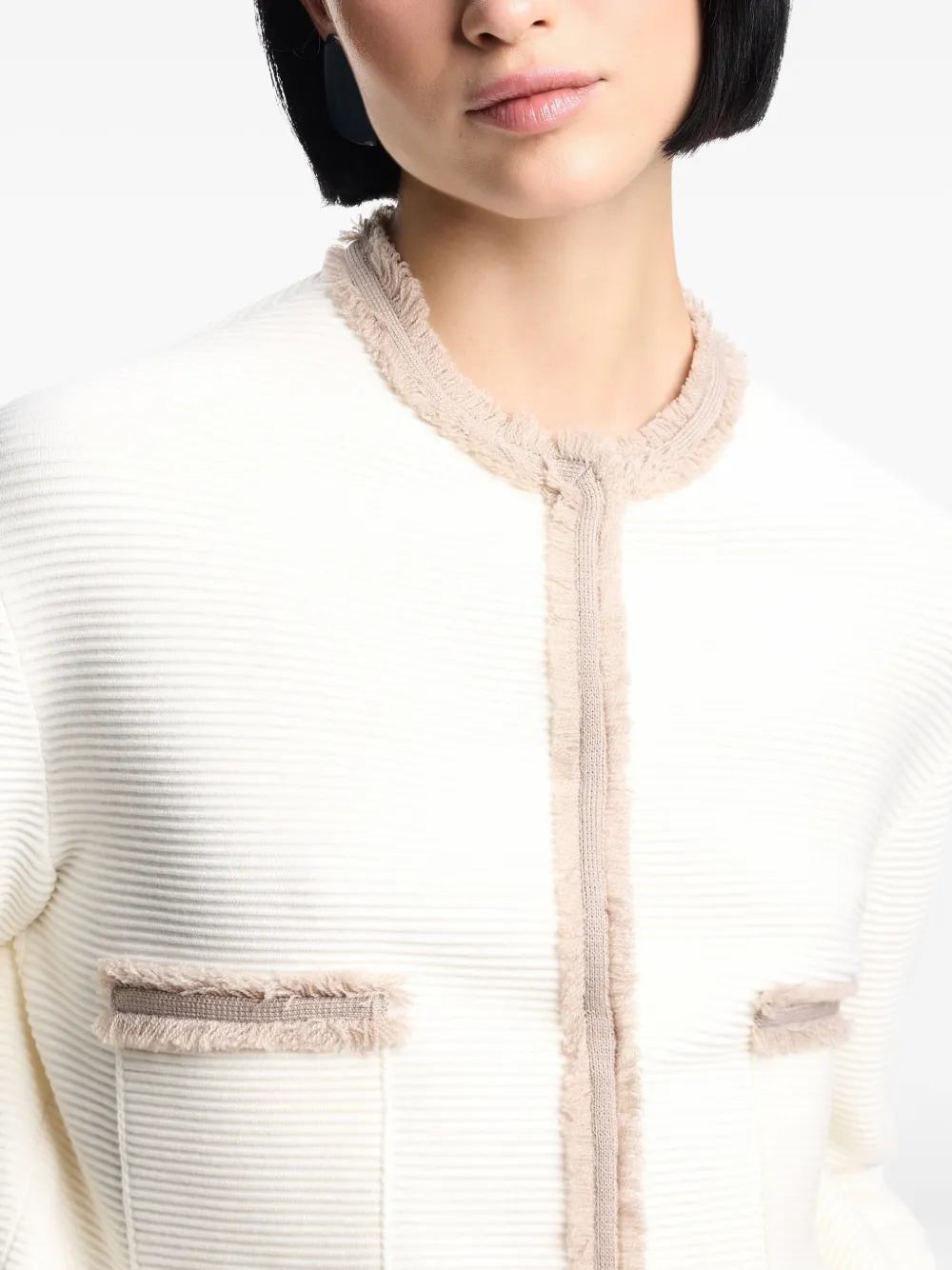 Emporio Armani Ottoman jack met franje afwerking Wit
