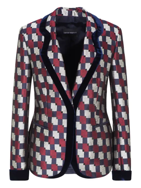 Emporio Armani checked velvet-trimmed blazer