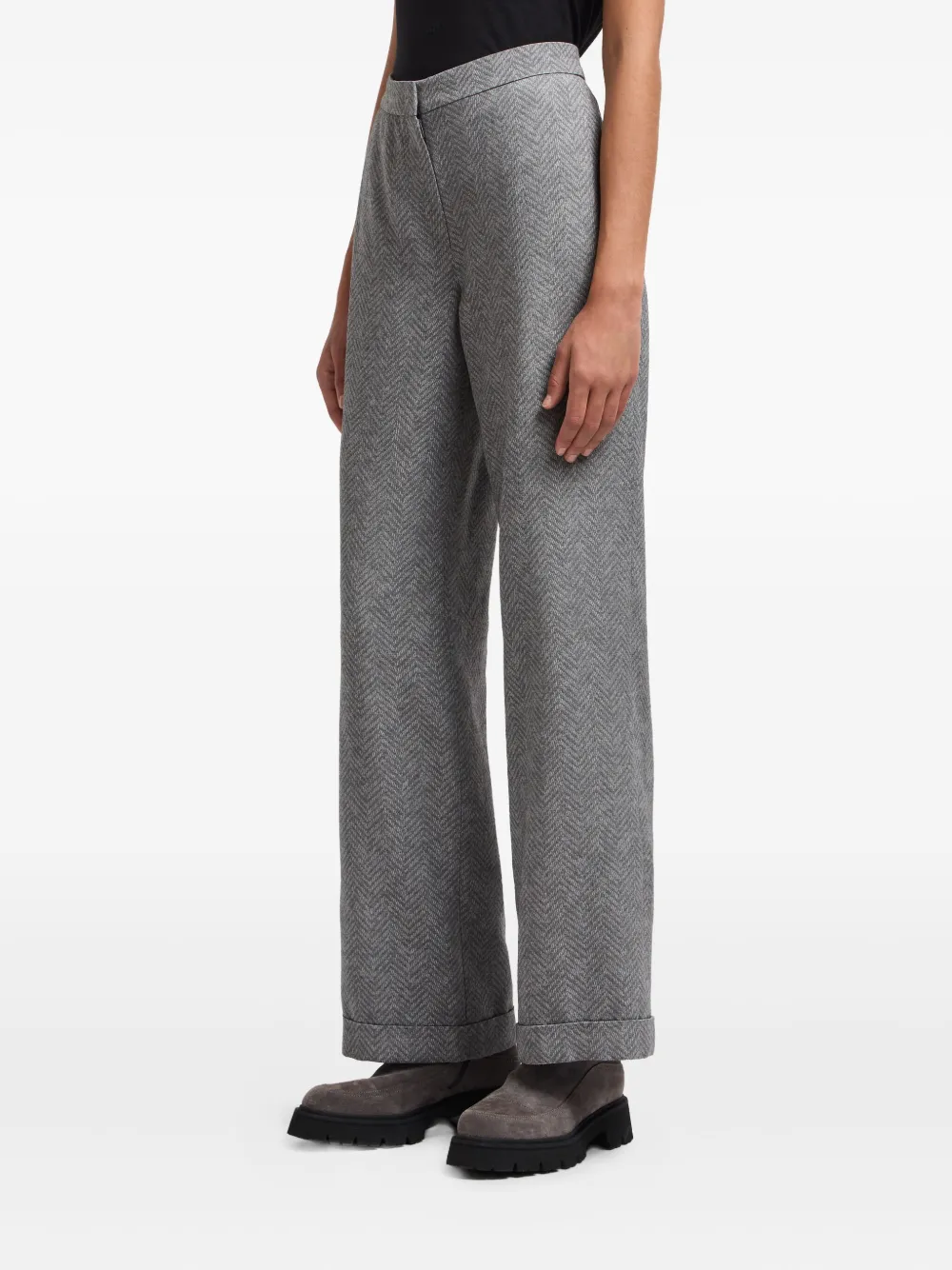 Emporio Armani Broek met visgraatpatroon Grijs
