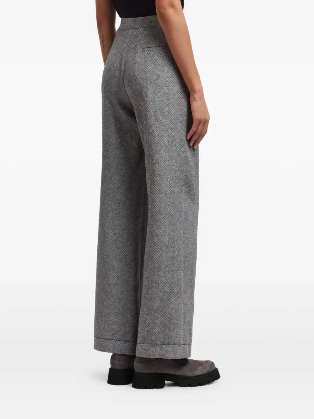 Emporio Armani Broek met visgraatpatroon Grijs