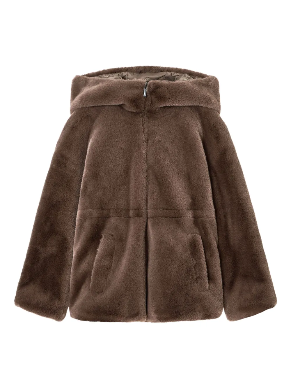 Emporio Armani hooded faux-fur coat | Brown | Image 1