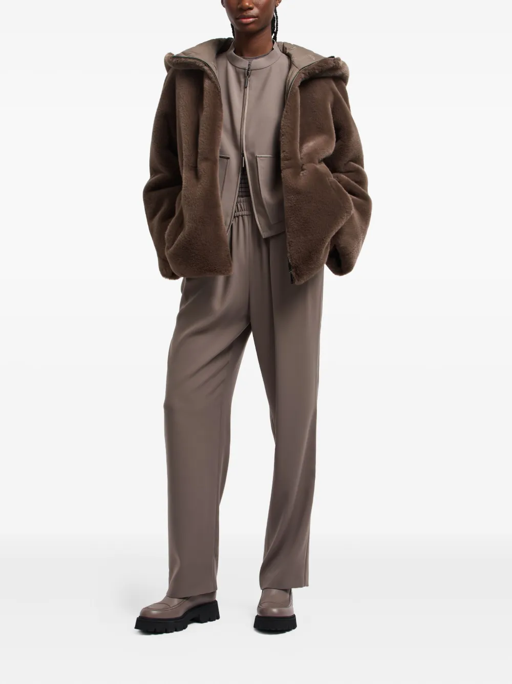 Emporio Armani hooded faux-fur coat | Faux Fur & Shearling Coats | Image 2
