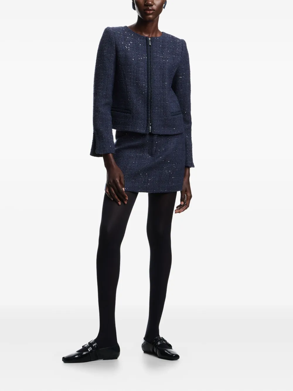 Emporio Armani Tweed jack Blauw
