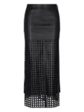 Emporio Armani leather grid-pattern skirt - Black