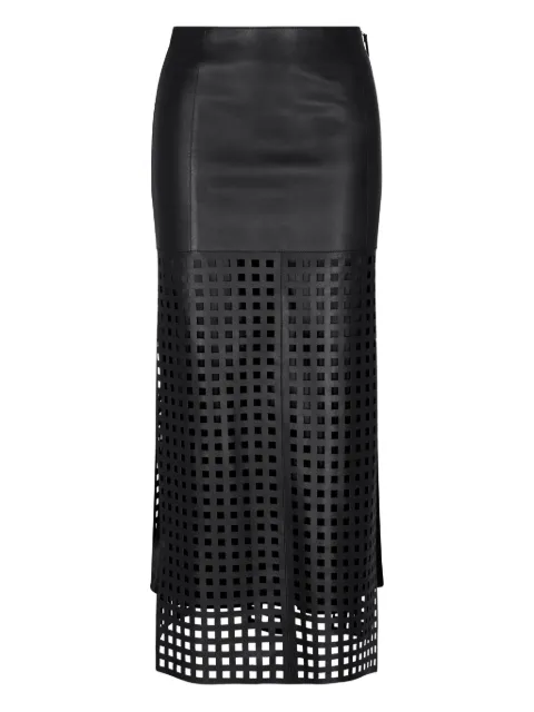 Emporio Armani leather grid-pattern skirt