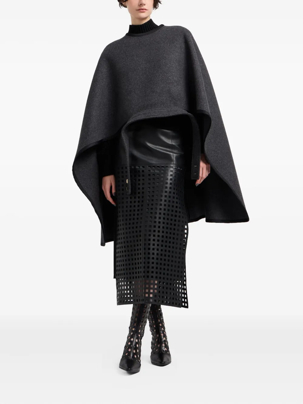 Emporio Armani Leren rok met patroon Zwart