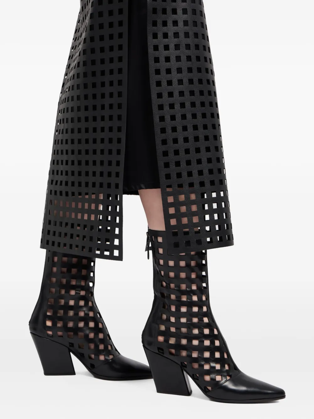 Emporio Armani Leren rok met patroon Zwart