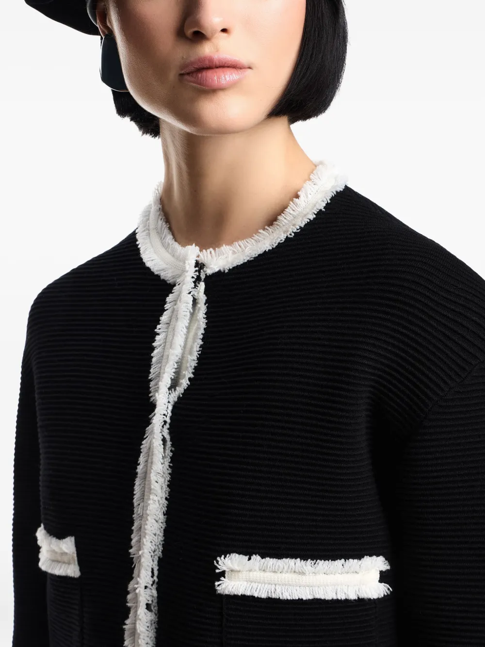 Emporio Armani Ottomam jack met franje Zwart