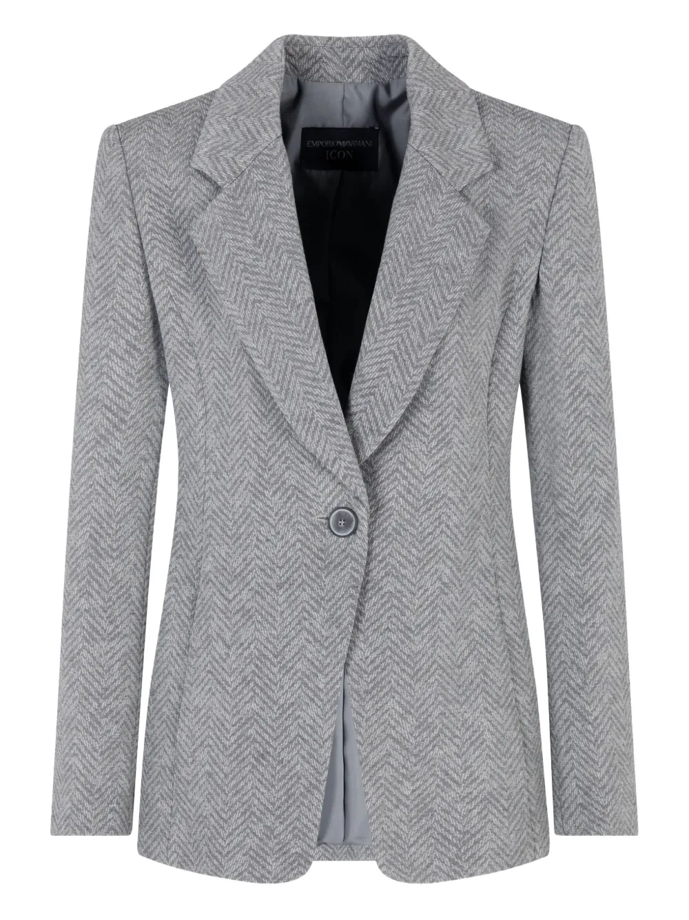 Emporio Armani Blazer monopetto con motivo a spina di pesce - Grigio