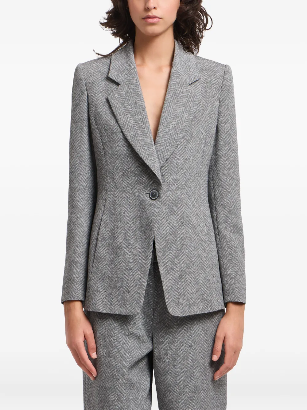 Emporio Armani Blazer met visgraatpatroon Grijs