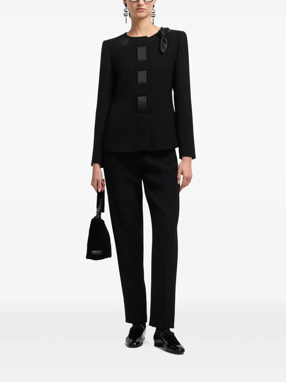 Emporio Armani satin-bow detail blazer | Blazers | Image 2