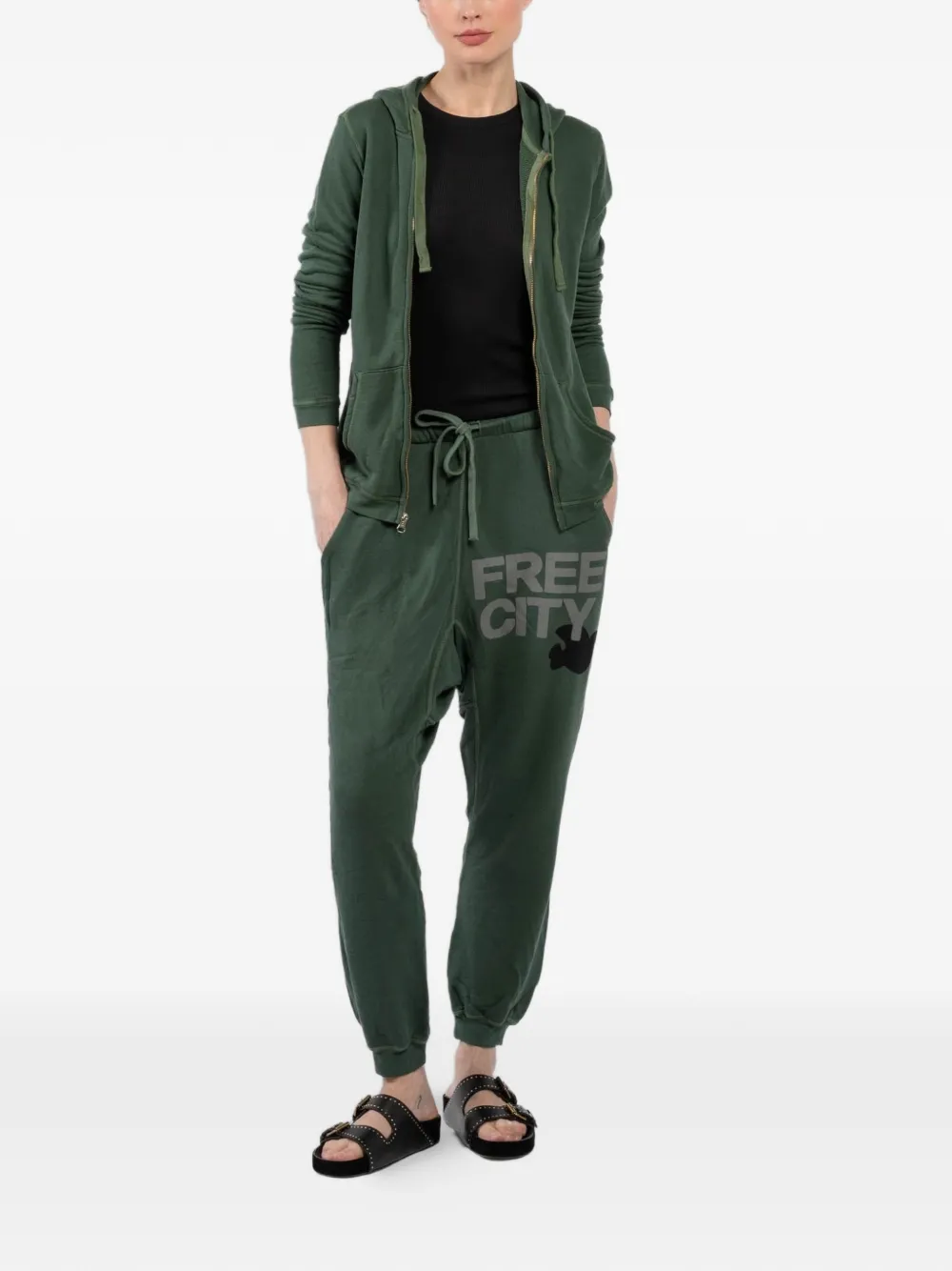 FreeCity zip-fastening hoodie - Groen