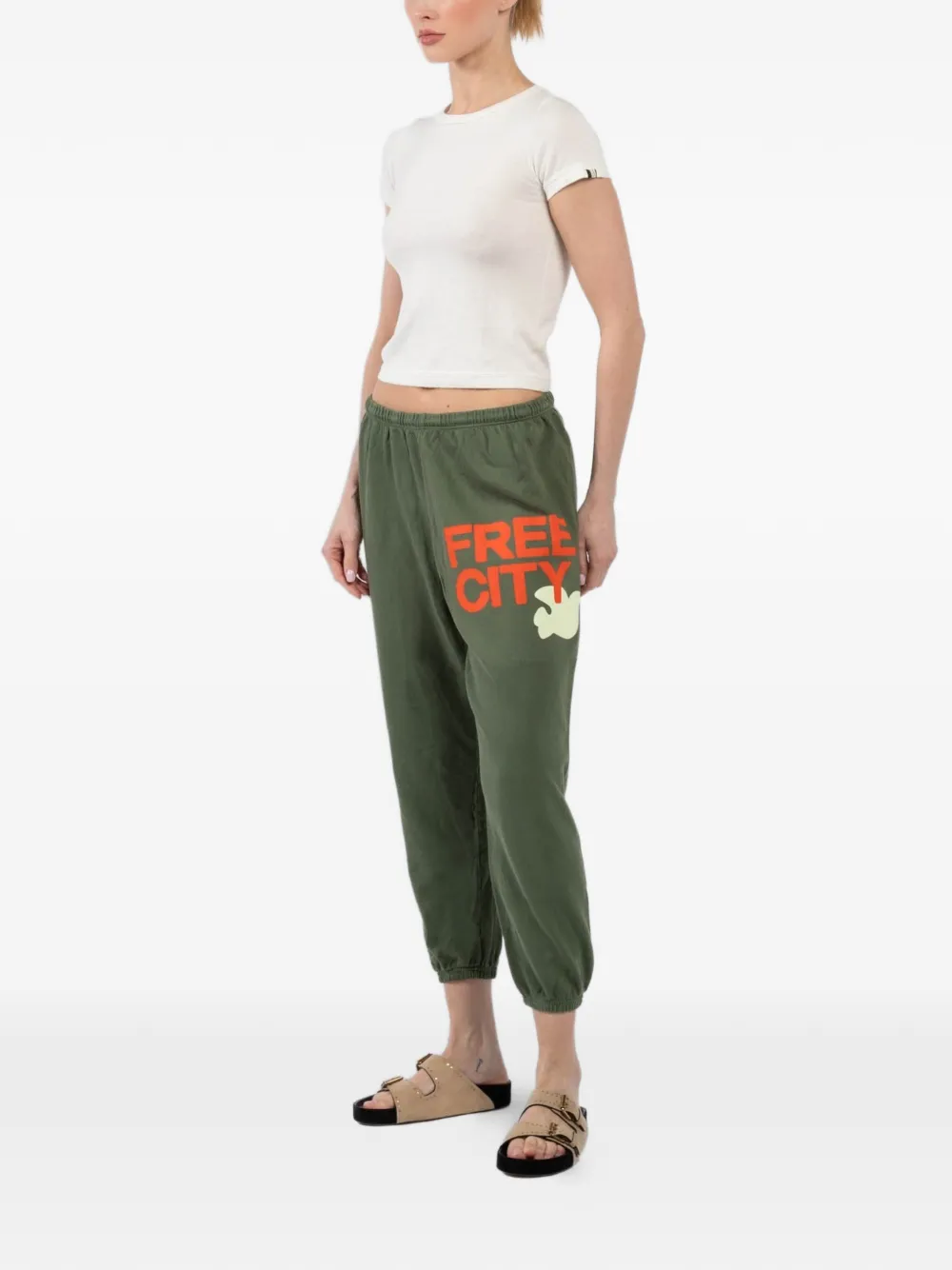  Freecity Drawstring Printed Track Pants - Green 