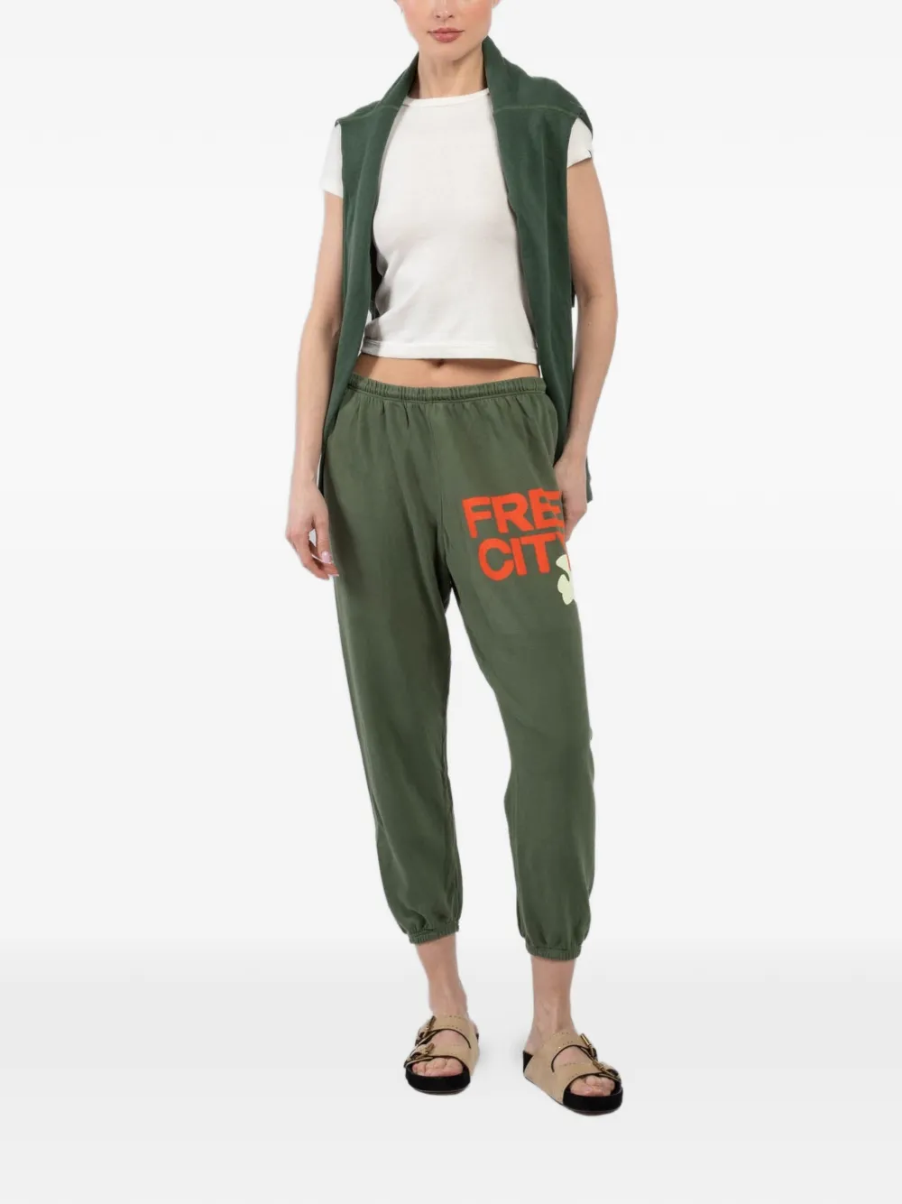 FreeCity drawstring printed track pants - Groen
