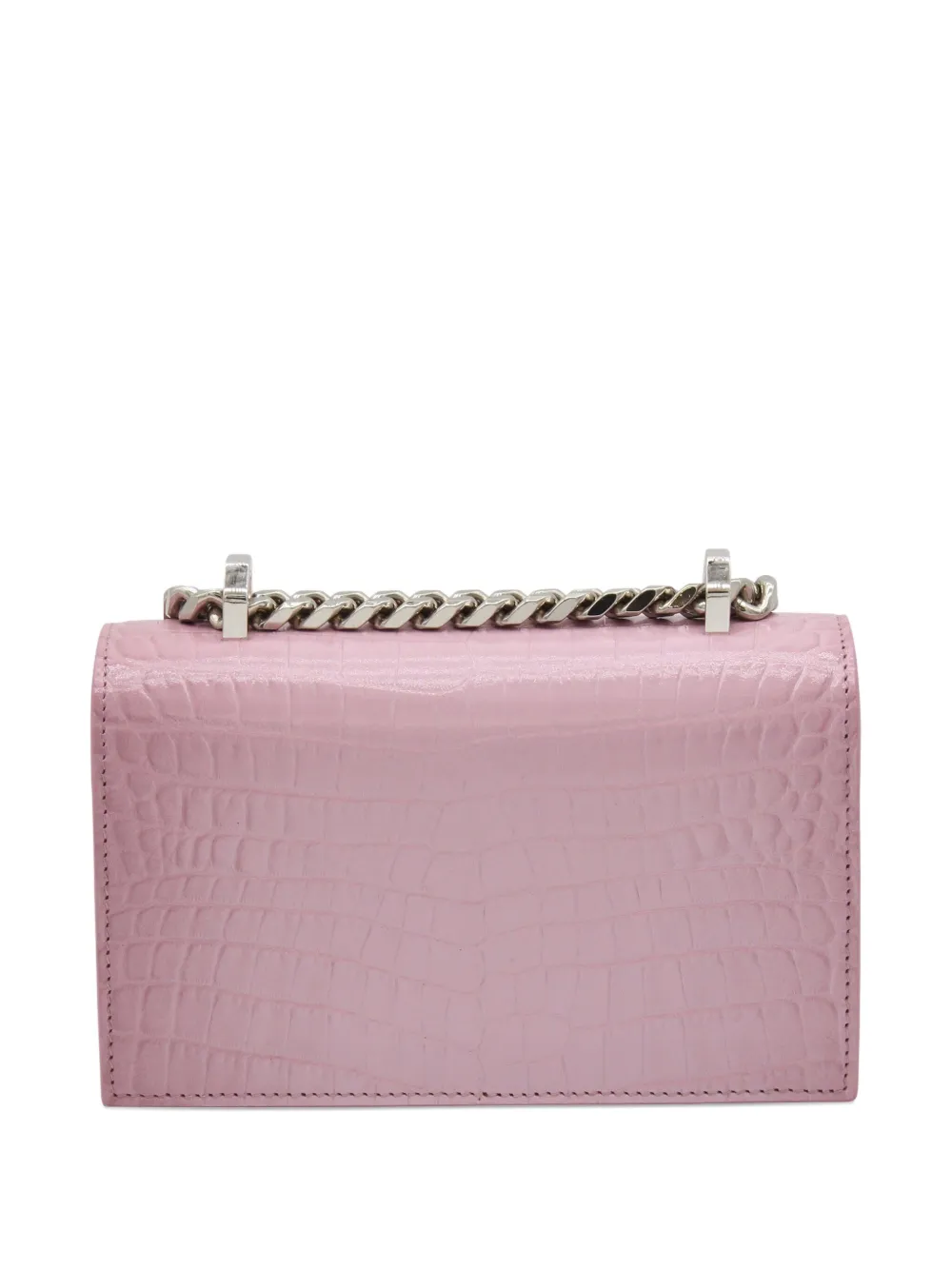 Alexander McQueen skull-embellished crocodile-effect leather shoulder bag Roze