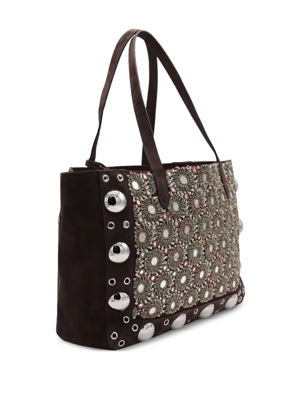 Valentino Garavani Nellcôte eyelet-embellished tote bag Bruin