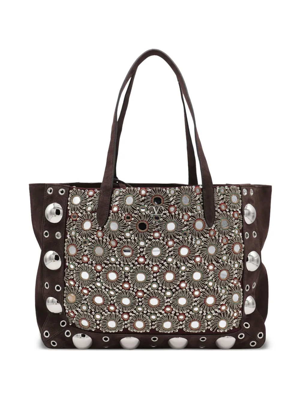 Valentino Garavani Nellcôte eyelet-embellished tote bag Bruin