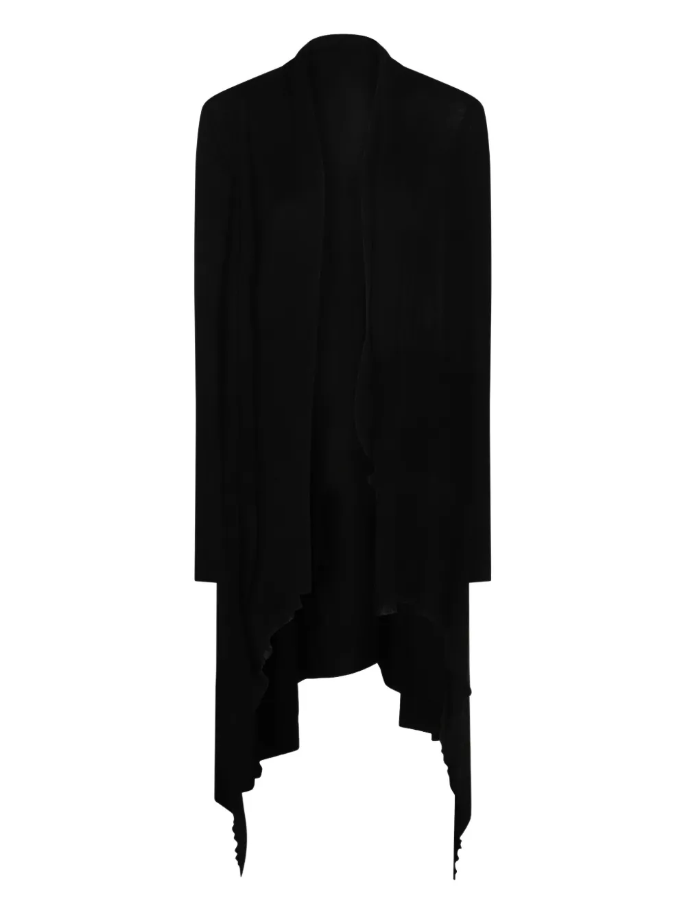 Rick Owens asymmetric drape coat Zwart