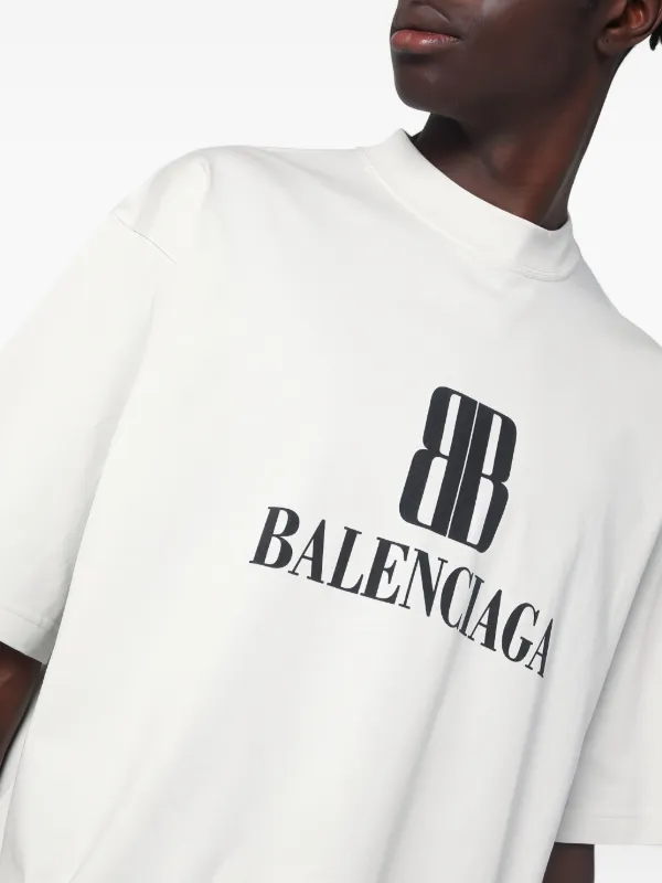 Balenciaga logo-print Cotton T-shirt | White | FARFETCH