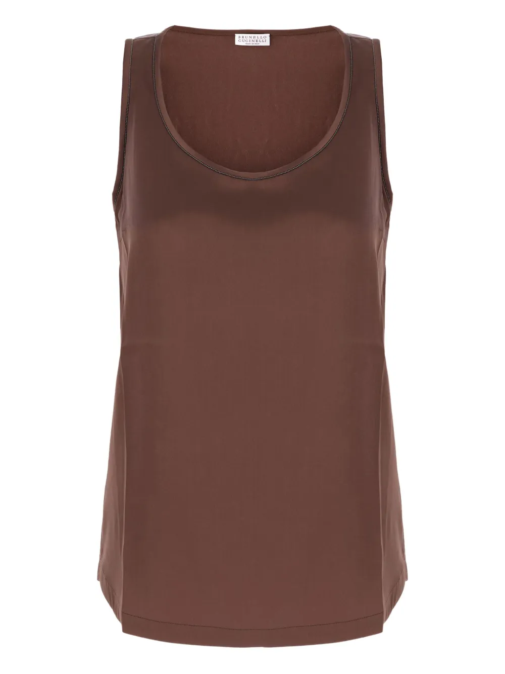 Brunello Cucinelli Mouwloze top met pailletten Bruin