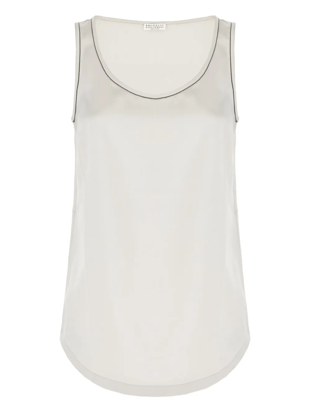 Brunello Cucinelli embellished-trim satin top | Neutrals | Image 1