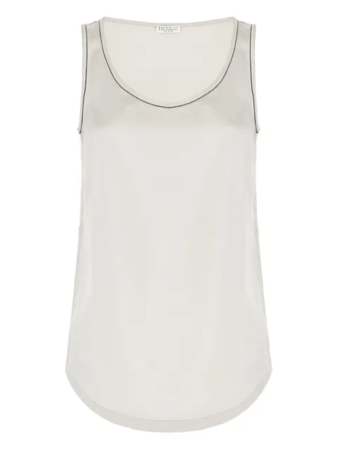Brunello Cucinelli embellished-trim satin top