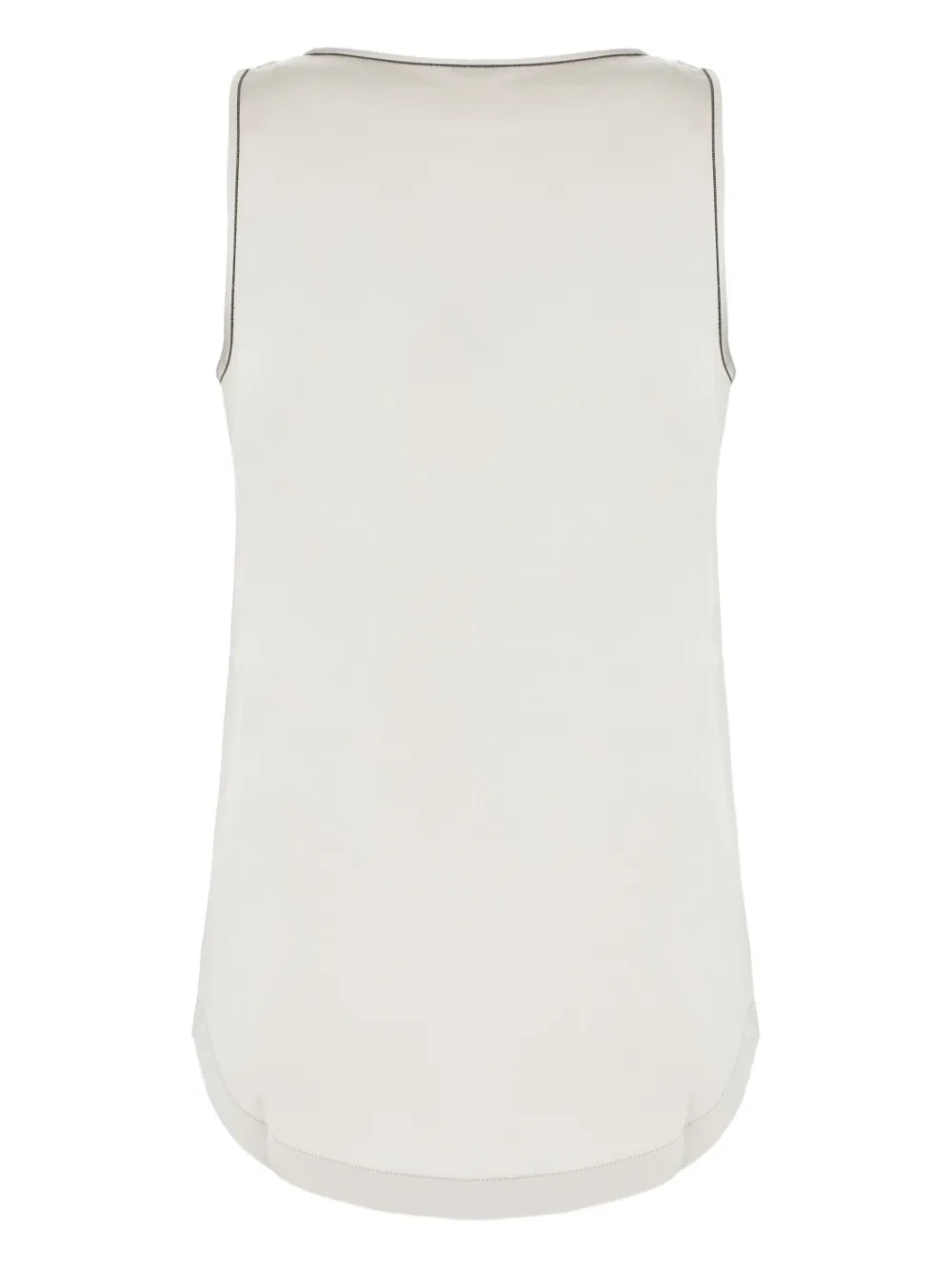 Brunello Cucinelli embellished-trim satin top - Beige
